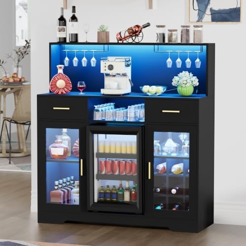 Home Bar And Cabinet - Mini Fridge Cabinet with Storage, Wine