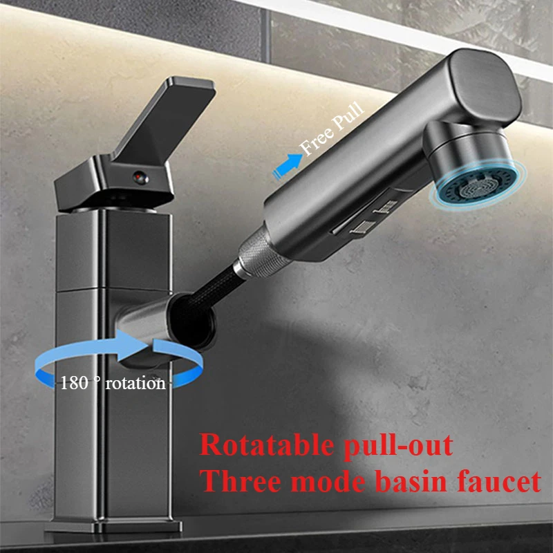 Home Bar Sink - Pull Out Bathroom Faucet Hot and