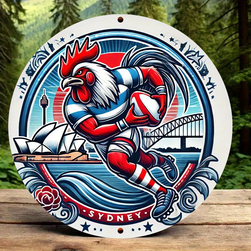 Home Bar Sydney - A vibrant Sydney Roosters wall decor,