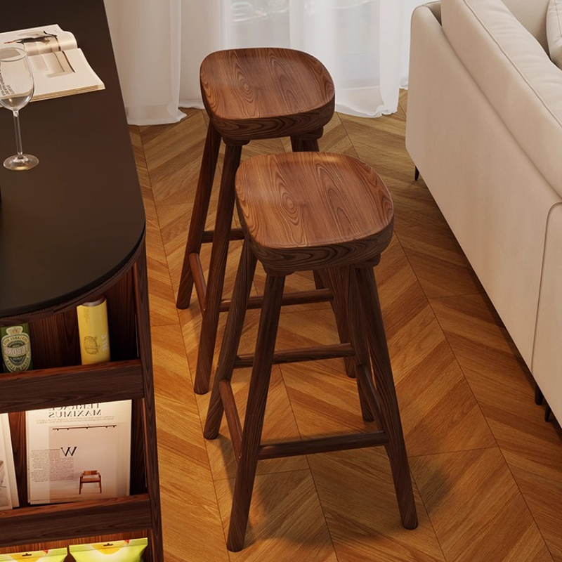 Solid Wood Curved Bar Stool Hi - Home Bar Seating recension och pris