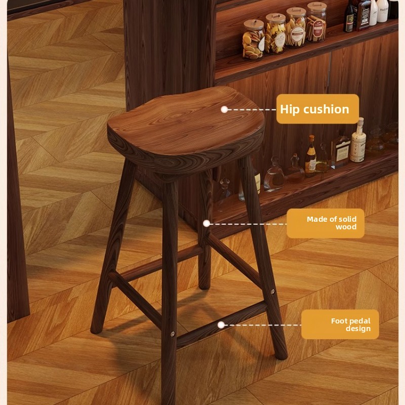 Solid Wood Curved Bar Stool Hi - Home Bar Seating recension och pris