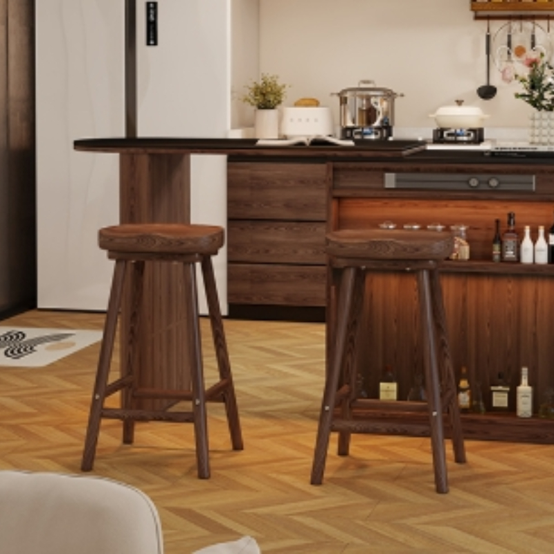 Solid Wood Curved Bar Stool Hi - Home Bar Seating recension och pris