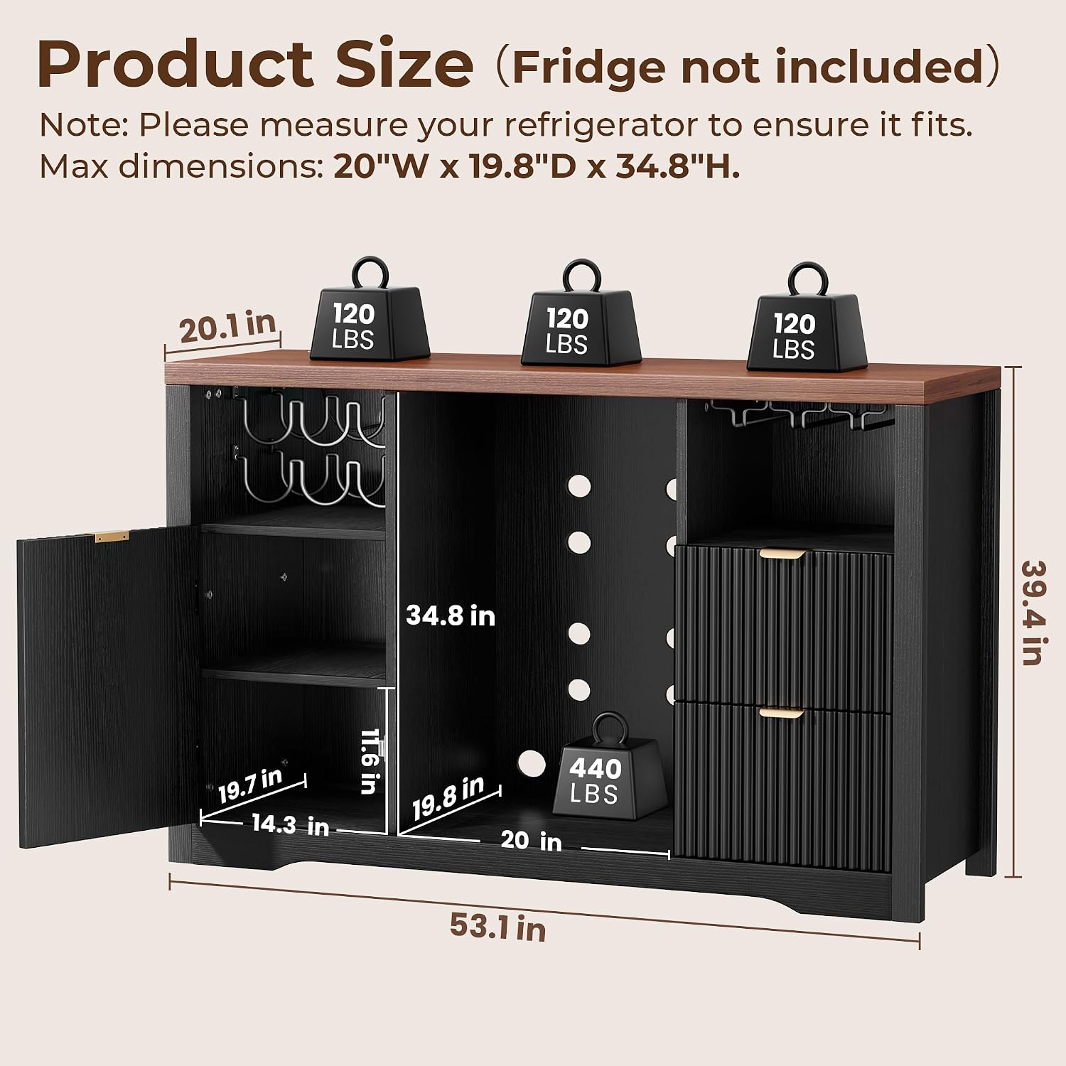 Coffee Bar Cabinet with Mini F - Home Bar And Fridge recension och pris
