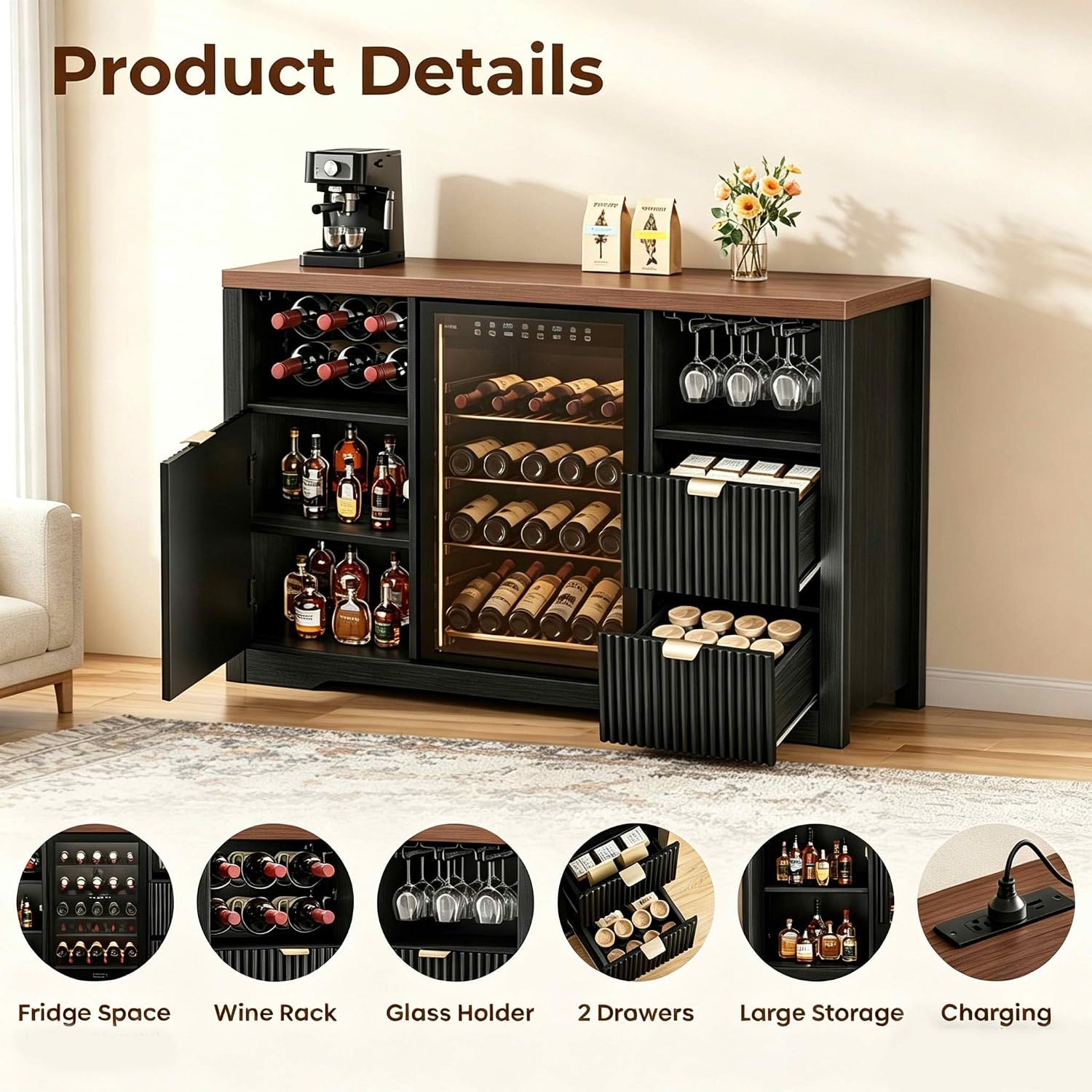 Coffee Bar Cabinet with Mini F - Home Bar And Fridge recension och pris