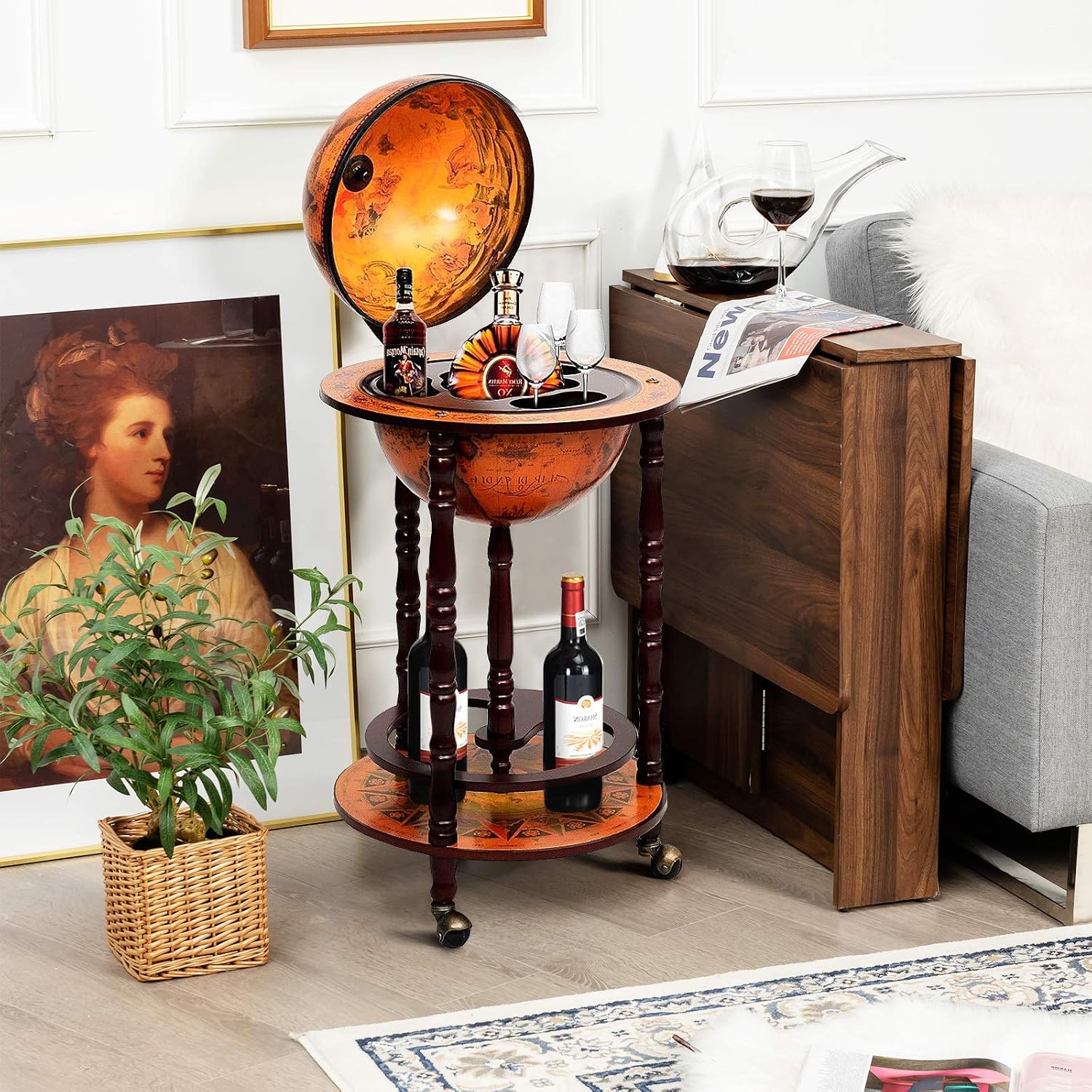 Globe Bar Cart Liquor Bar Cabi - Home Bar And Cabinet recension och pris