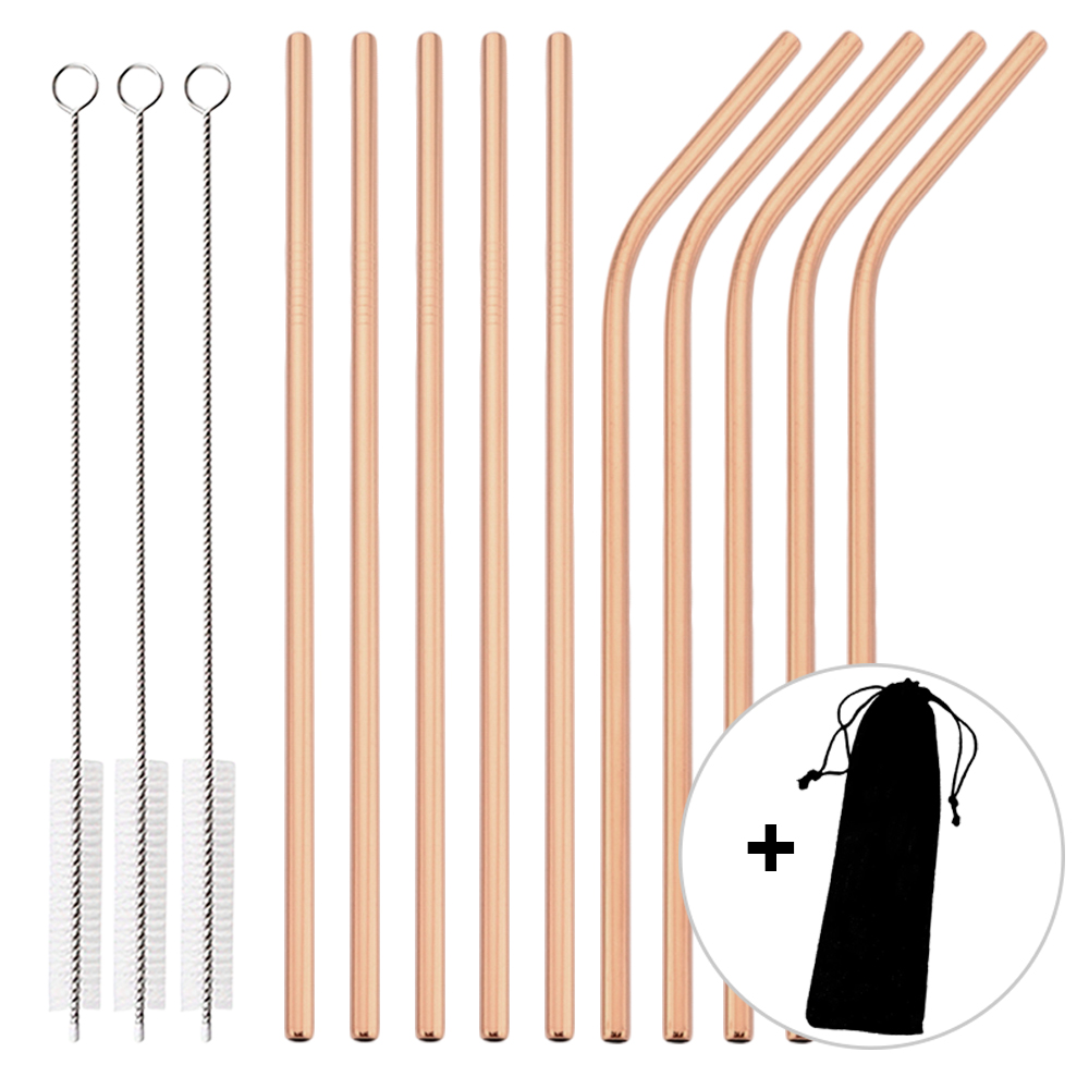 14Pcs Reusable Rose Gold Straw - Home Bar Shelf recension och pris