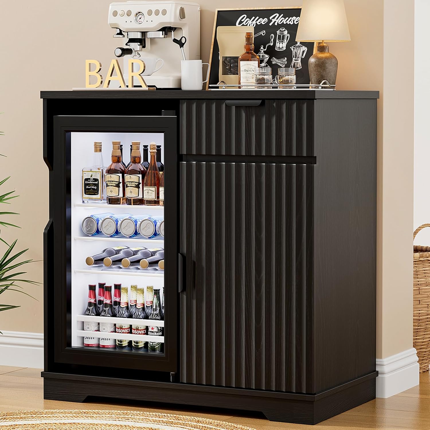 Fluted Coffee Bar Cabinet with - Home Bar And Cabinet recension och pris