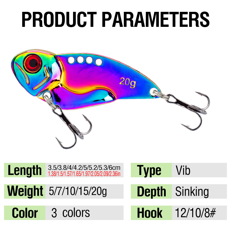3PCS Metal Colorful VIB Lure 5 - Jigger Double Sided recension och pris