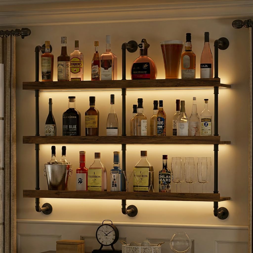 Wall Mounted Wine Rack With LE - Home Bar Shelf recension och pris