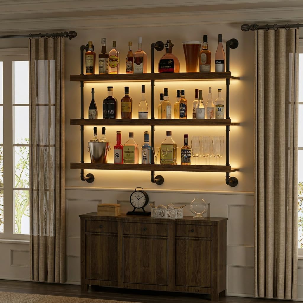 Wall Mounted Wine Rack With LE - Home Bar Shelf recension och pris