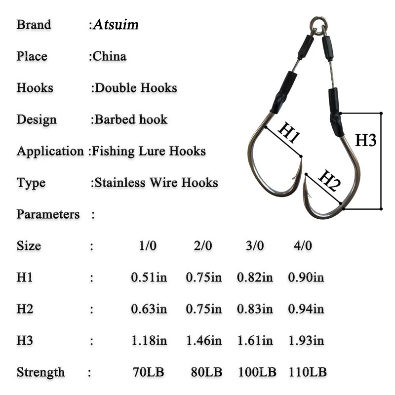 AS 10Pairs Barbed Double Hooks - Jigger Double Sided recension och pris