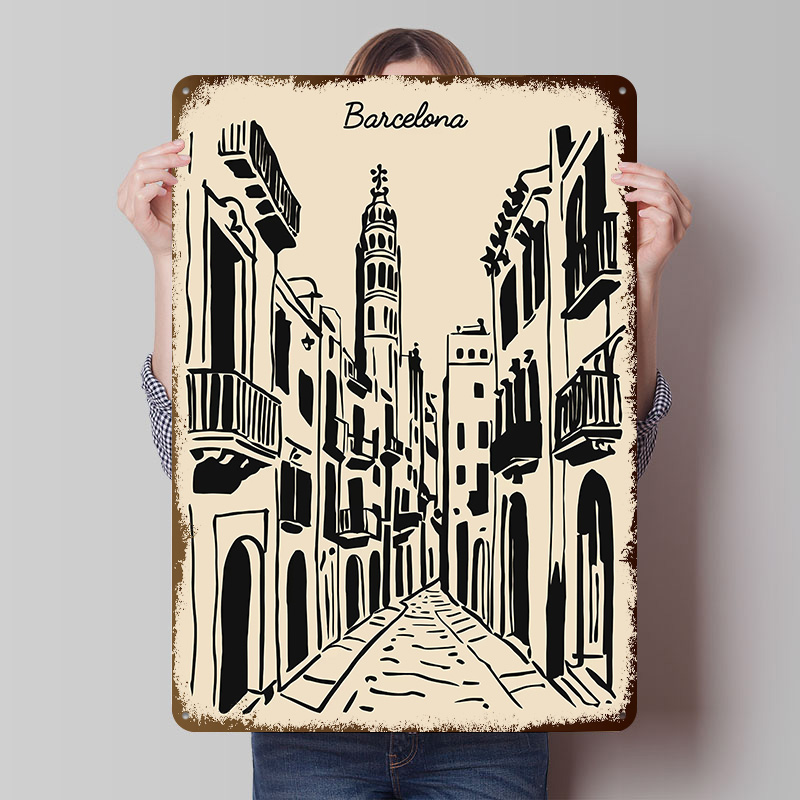 Barcelona Street Metal Poster  - Home Barcelona recension och pris